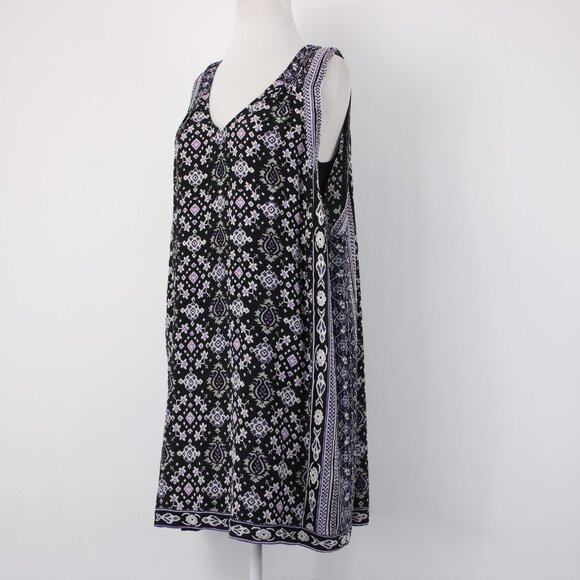 Calypso Dress Sz S Black Purple Multi Color V Neck Lined Silk Viscose Dress - Picture 5 of 16